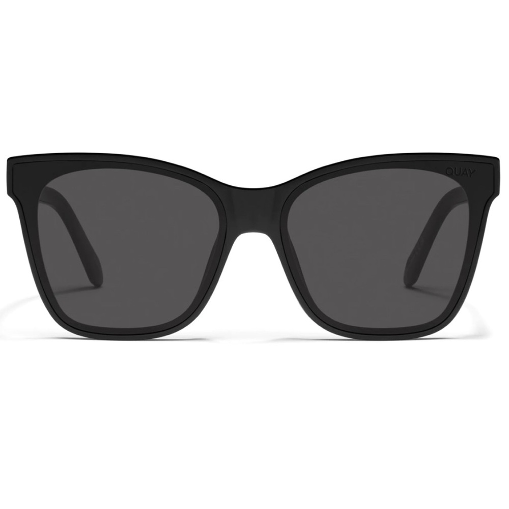 QUAY After Party Sunglasses Black Shiny Frame Black Lenses Oversized Unisex NWT